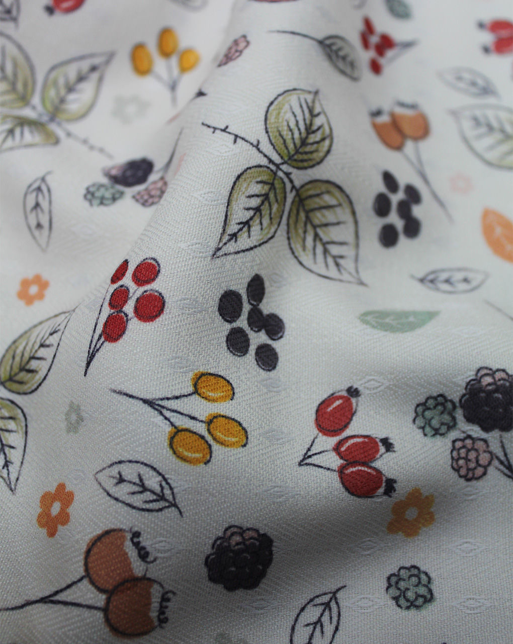 White Floral Design Polyester Printed Fabric