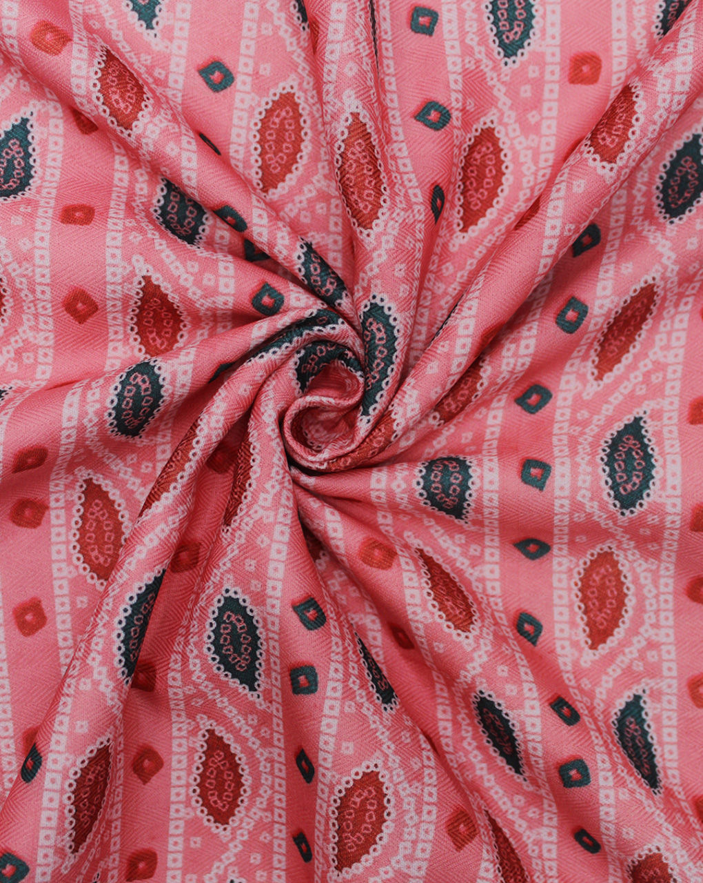 Pink Paisley Design Polyester Printed Fabric