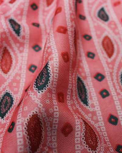 Pink Paisley Design Polyester Printed Fabric