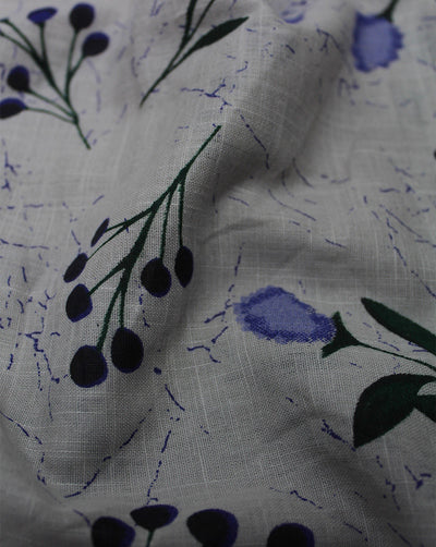 Grey Floral Design Cotton Printed Fabric