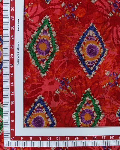 Multicolor Abstract Design Cotton Printed Fabric