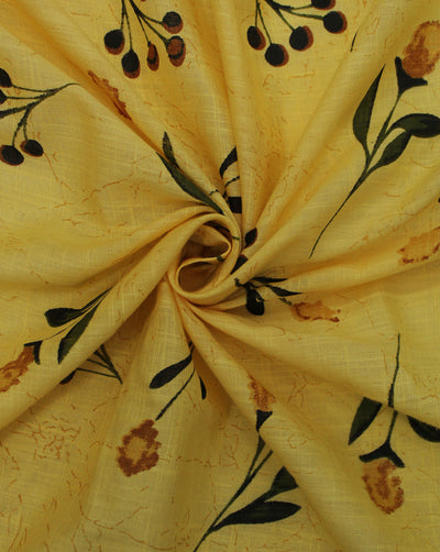 Yellow Floral Design Cotton Printed Fabric