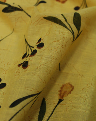 Yellow Floral Design Cotton Printed Fabric