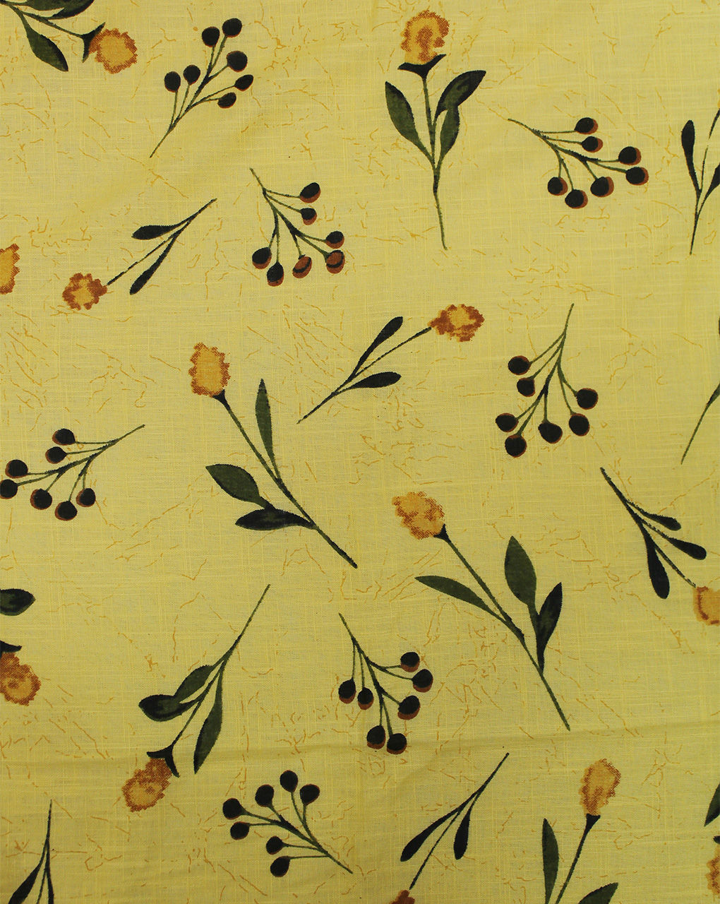 Yellow Floral Design Cotton Printed Fabric