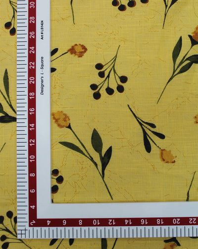 Yellow Floral Design Cotton Printed Fabric