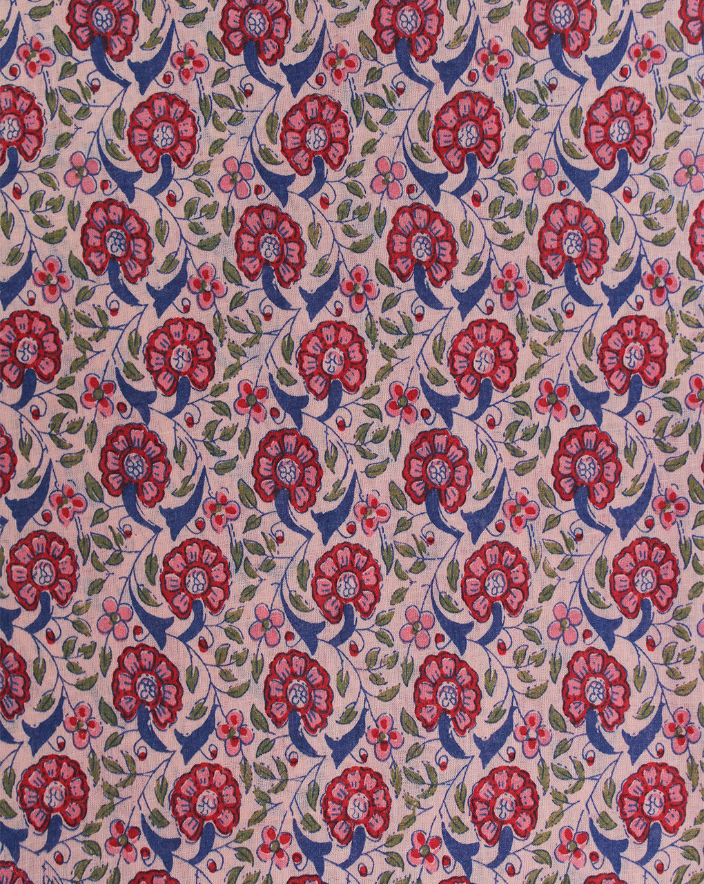 Peach Floral Design Cotton Printed Fabric
