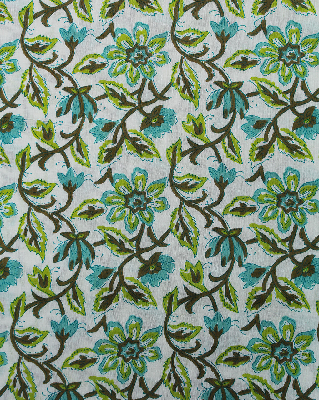 White Floral Design Cotton Printed Fabric
