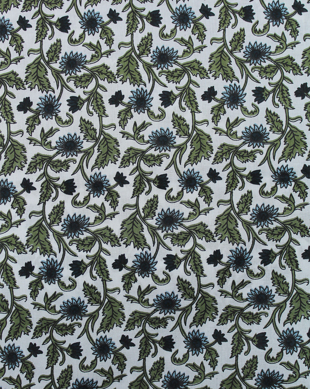 White Floral Design Cotton Printed Fabric