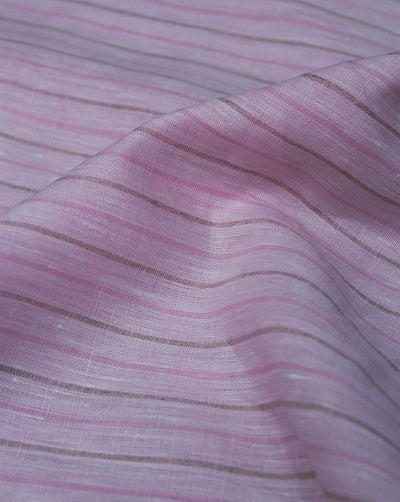 Light Pink Strips Design Yarn Dyed Linen Fabric