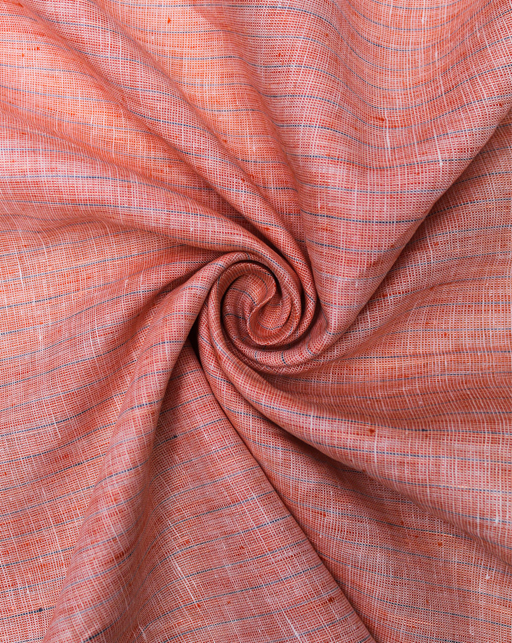 Orange Strips Design Yarn Dyed Linen Fabric