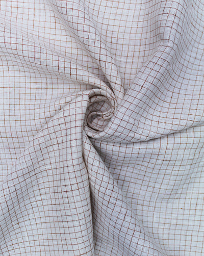 White Checks Design Yarn Dyed Linen Fabric