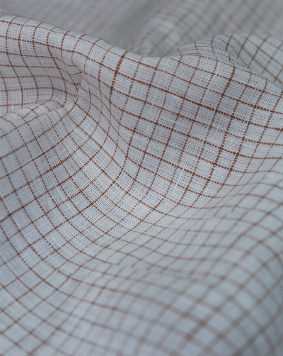 White Checks Design Yarn Dyed Linen Fabric