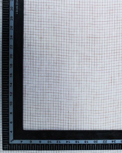 White Checks Design Yarn Dyed Linen Fabric