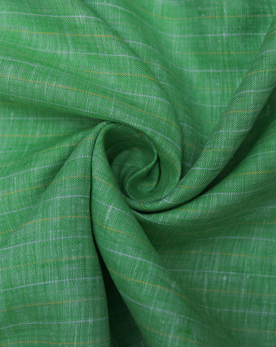 Light Green Strips Design Yarn Dyed Linen Fabric