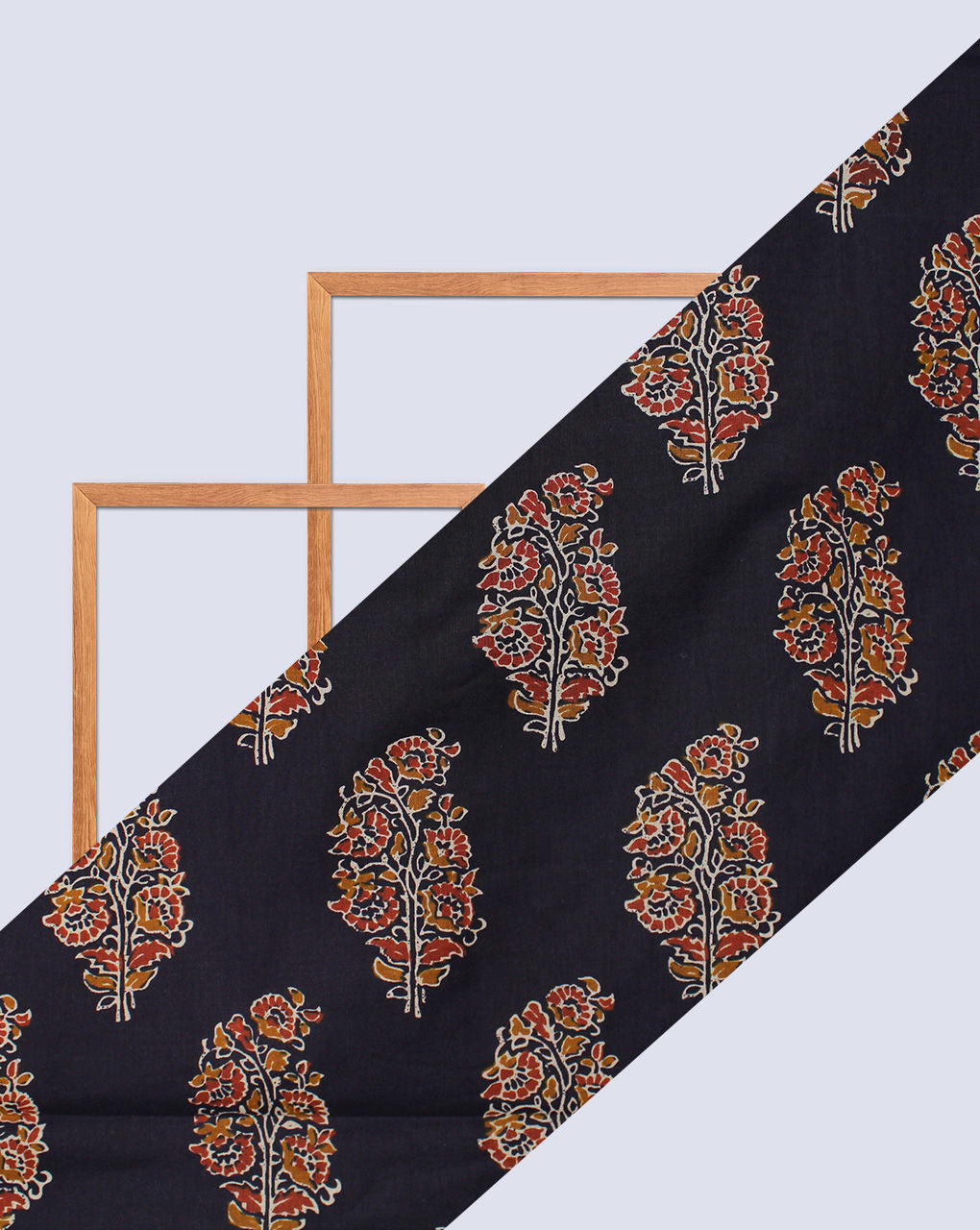 Black Leaf Design Printed Cotton Fabric