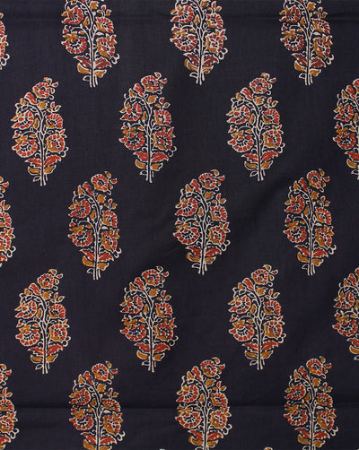 Black Leaf Design Printed Cotton Fabric