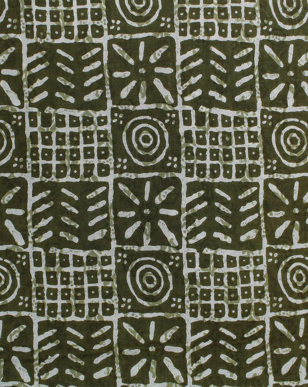 Mehndi Green Abstract Design Printed Cotton Fabric