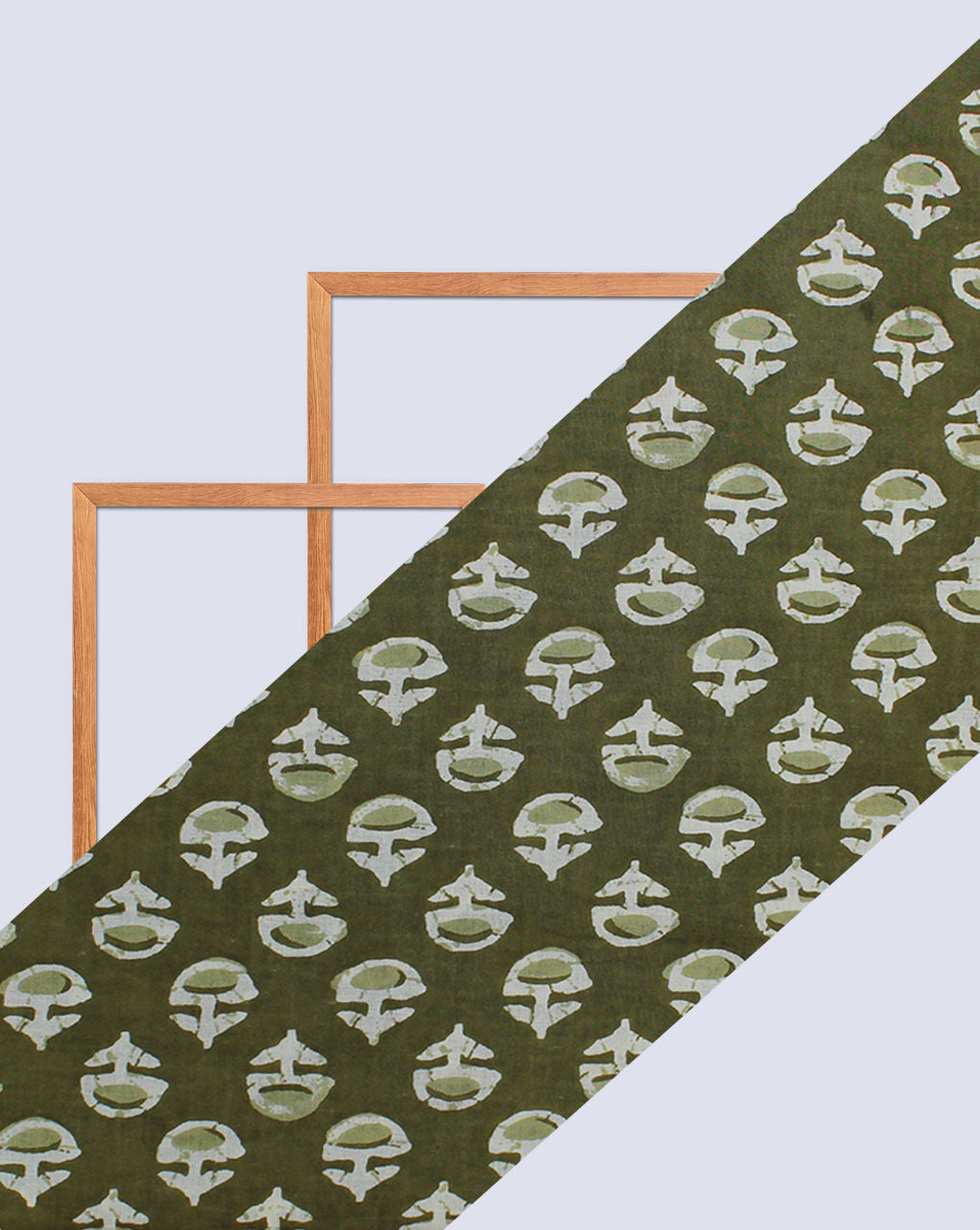 Mehndi Green Abstract Design Printed Cotton Fabric