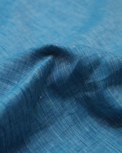 Sky Blue Plain Yarn Dyed Linen Fabric