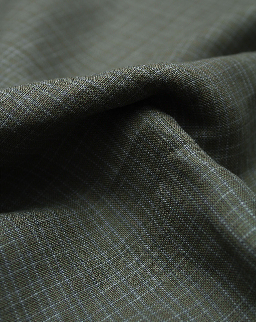 Mehndi Green Yarn Dyed Linen Chambray Suiting Fabric