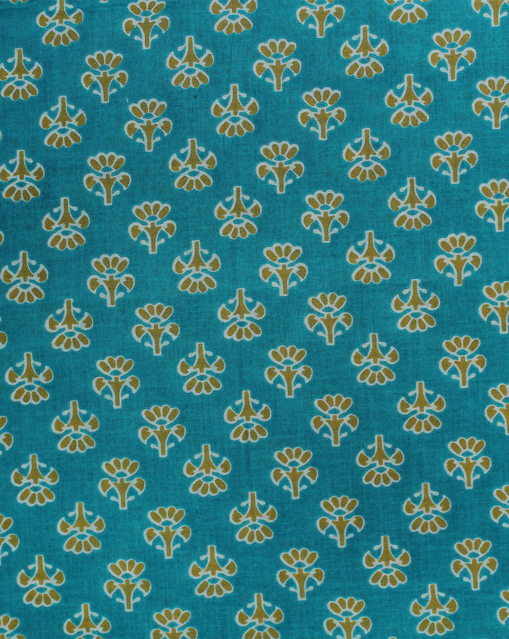 Sky Blue Floral Design Printed Cotton Fabric