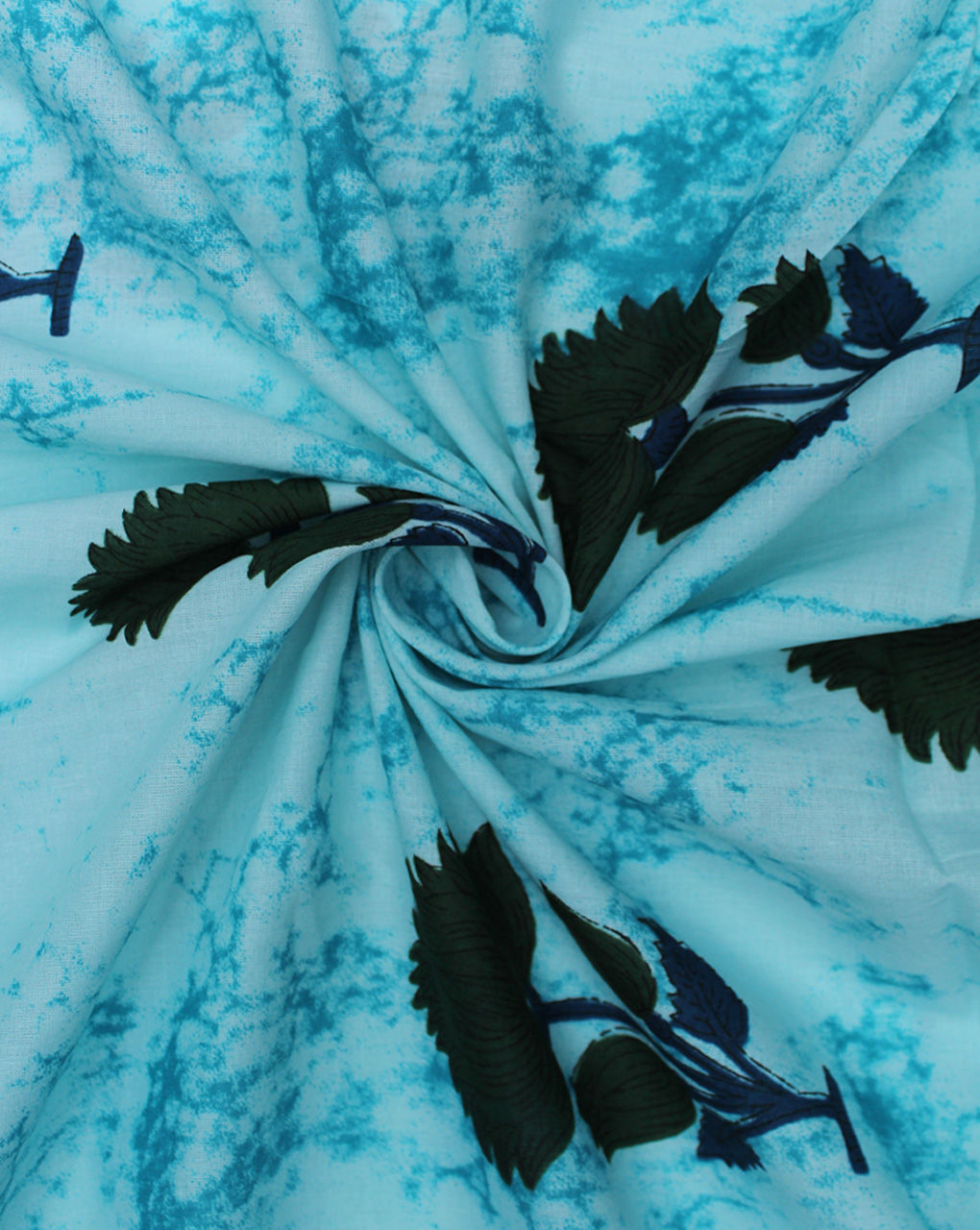 Sky Blue Floral Design Printed Cotton Fabric