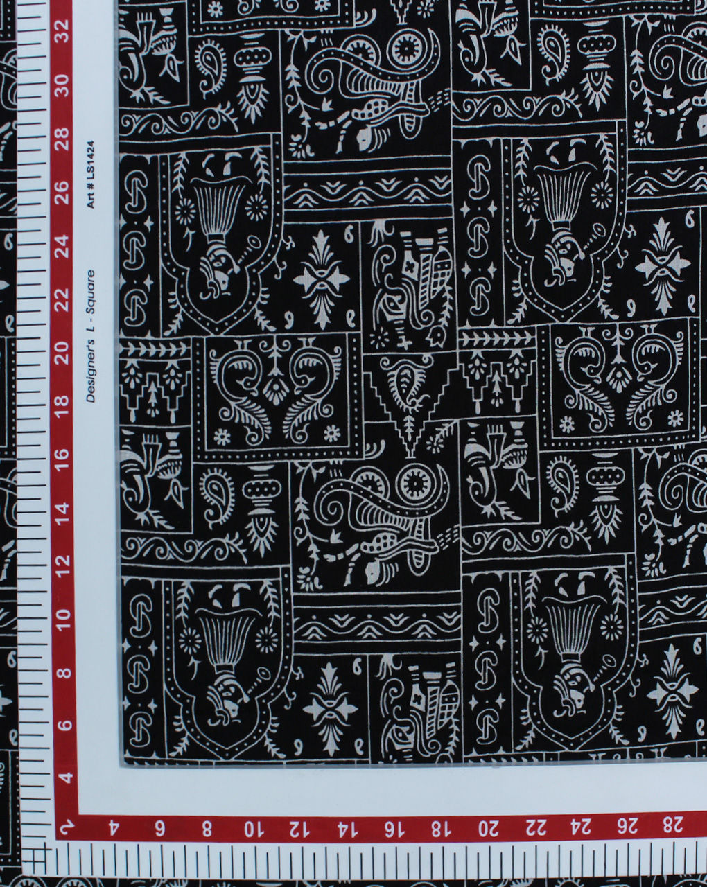 Black Abstract Design Printed Cotton Fabric