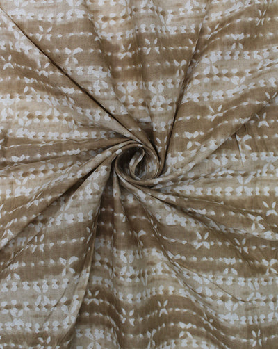 Beige Stripes Design Printed Cotton Fabric