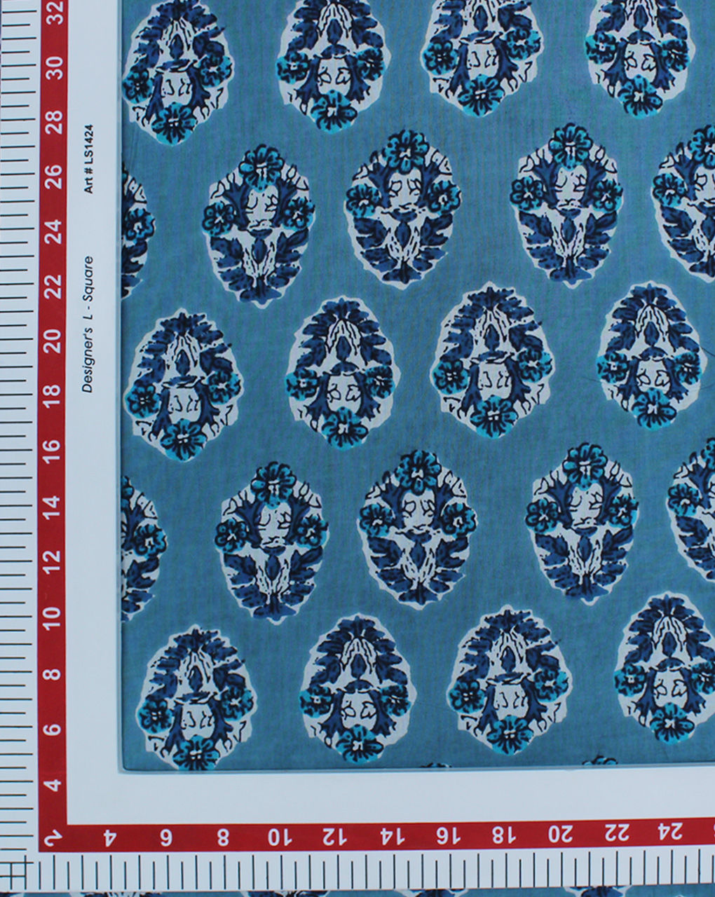 Sea Blue Leaf Design Printed Cotton Fabric