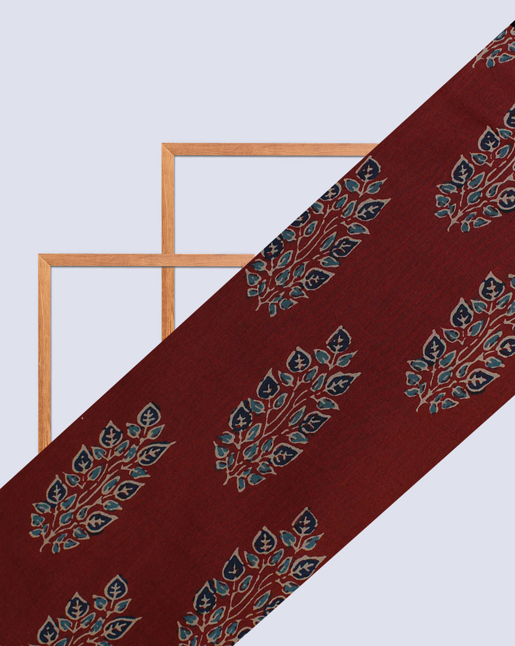 Maroon Leaf Design Printed Cotton Fabric