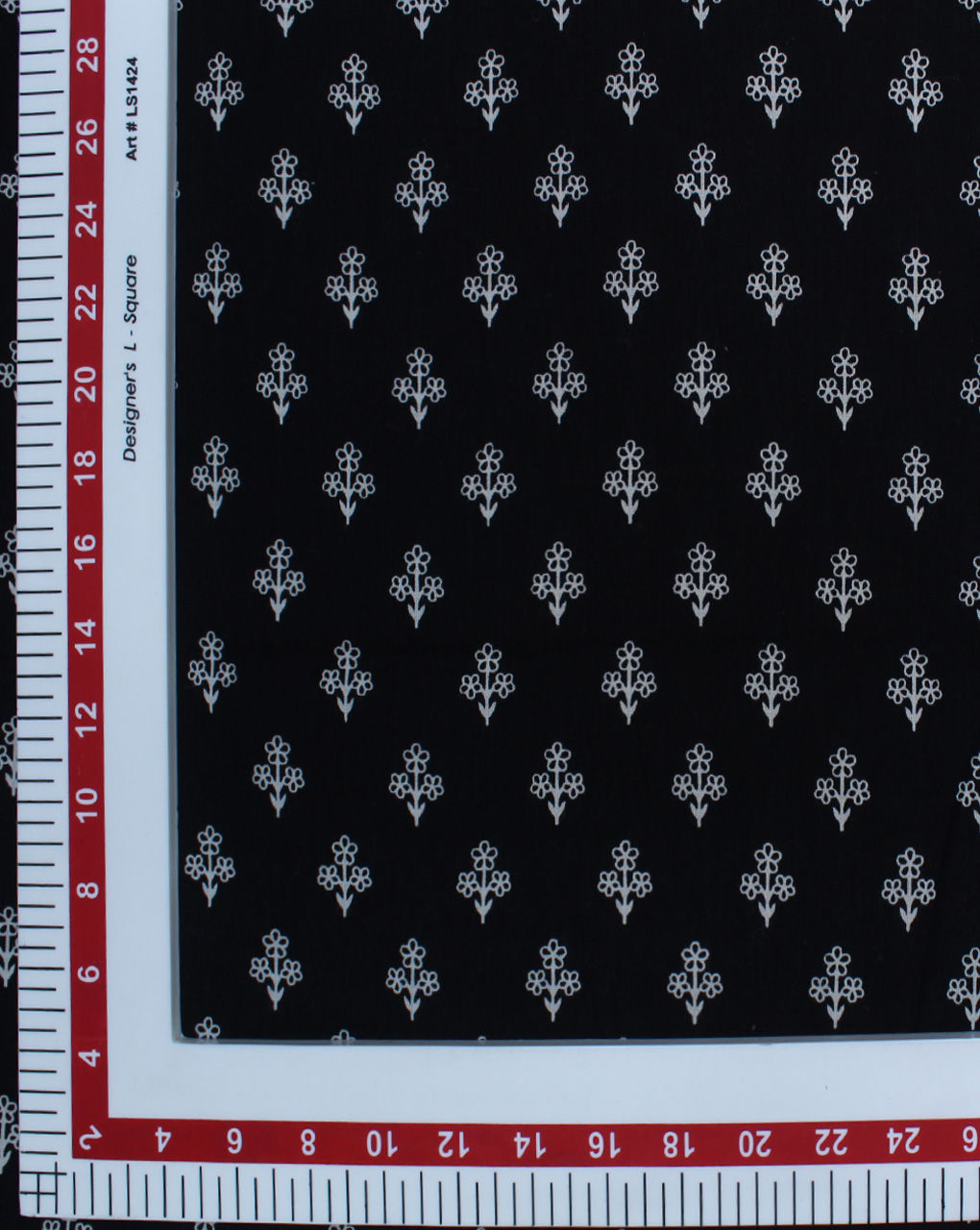 Black Floral Design Printed Cotton Fabric