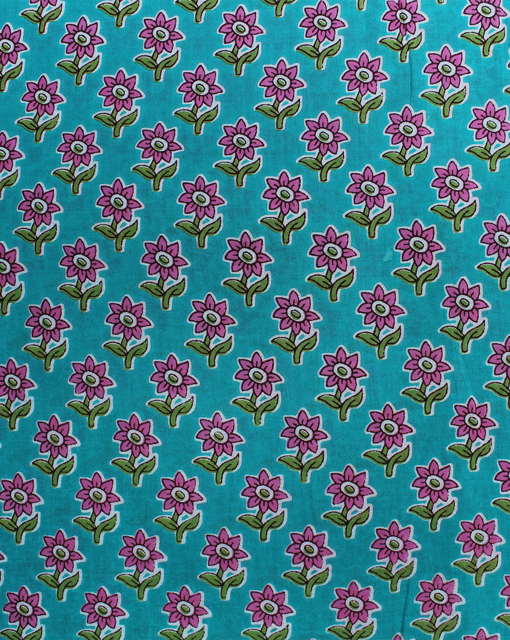 Green Floral Design Printed Cotton Fabric