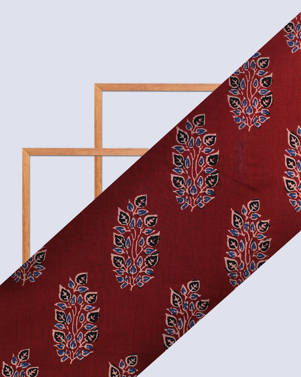 Maroon Leaf Design Printed Cotton Fabric