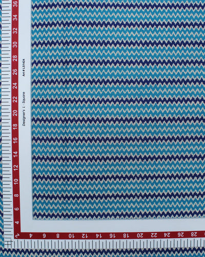 Multicolor ZigZag Design Printed Cotton Fabric