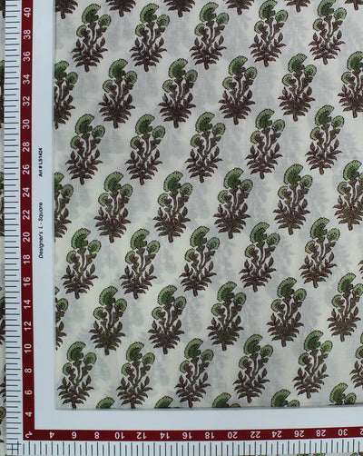 Cream Floral Design Printed Cotton Fabric