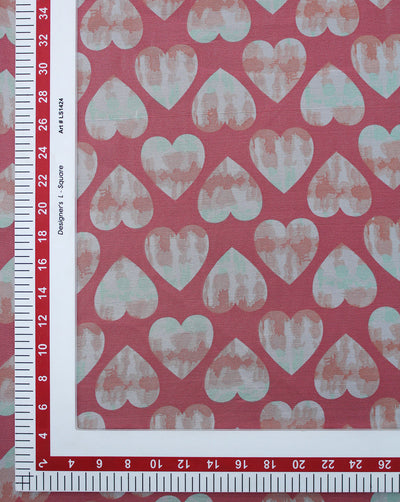 Heart Design Printed Georgette Fabric