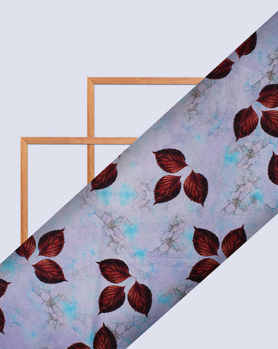 Multicolor Leaf Design Polyester Digital Printed Satin Fabric