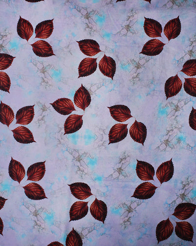 Multicolor Leaf Design Polyester Digital Printed Satin Fabric