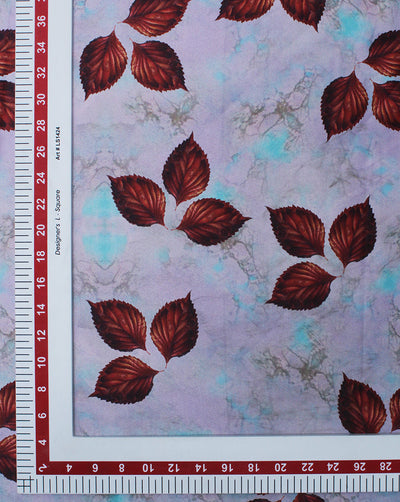 Multicolor Leaf Design Polyester Digital Printed Satin Fabric