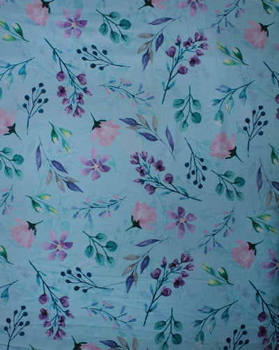 Multicolor Leaf Design Polyester Digital Printed Satin Fabric