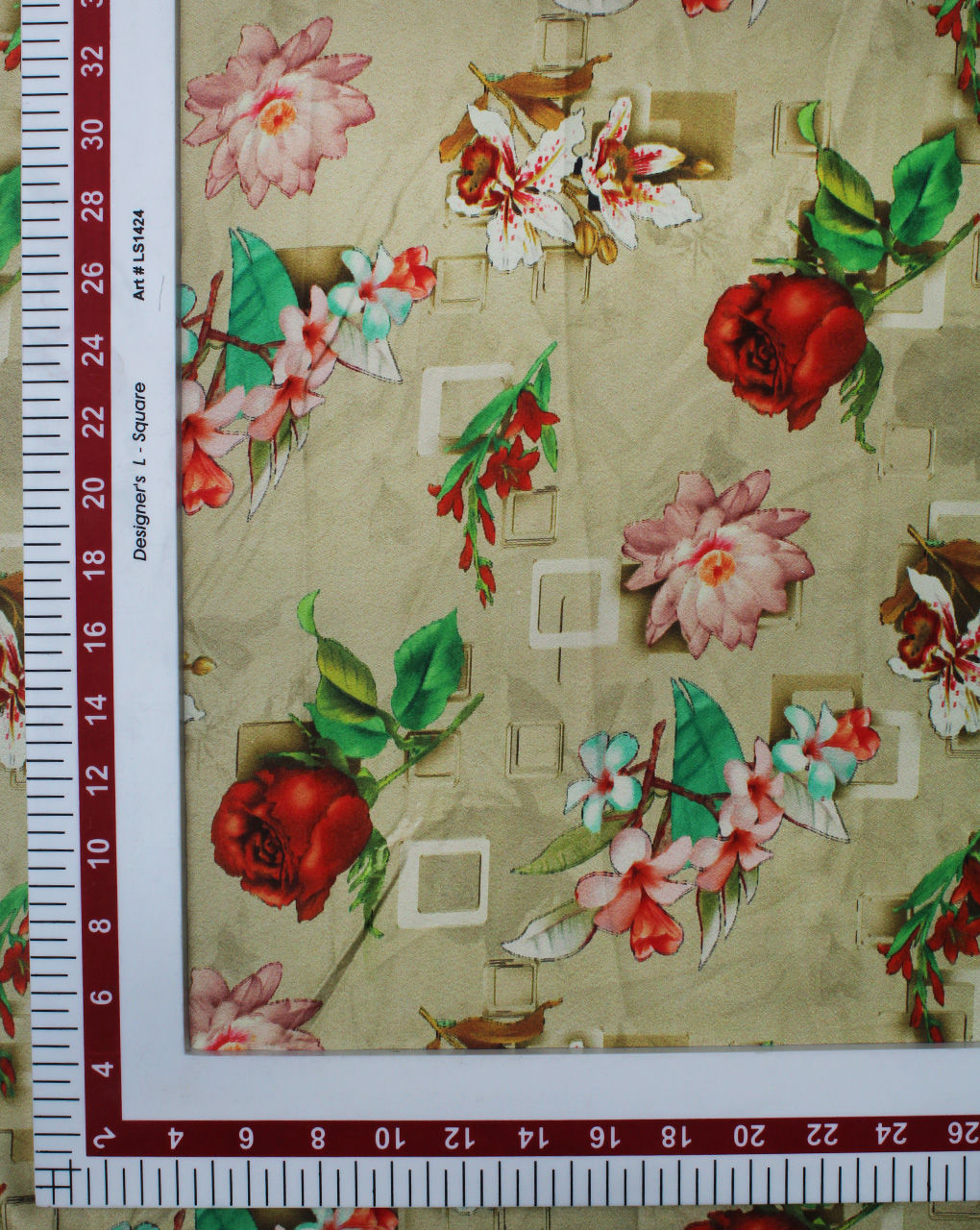 Multicolor Floral Design Polyester Digital Printed Satin Fabric