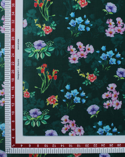 Multicolor Floral Design Polyester Digital Printed Satin Fabric