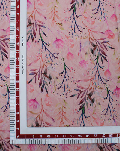 Multicolor Leaf Design Polyester Digital Printed Satin Fabric