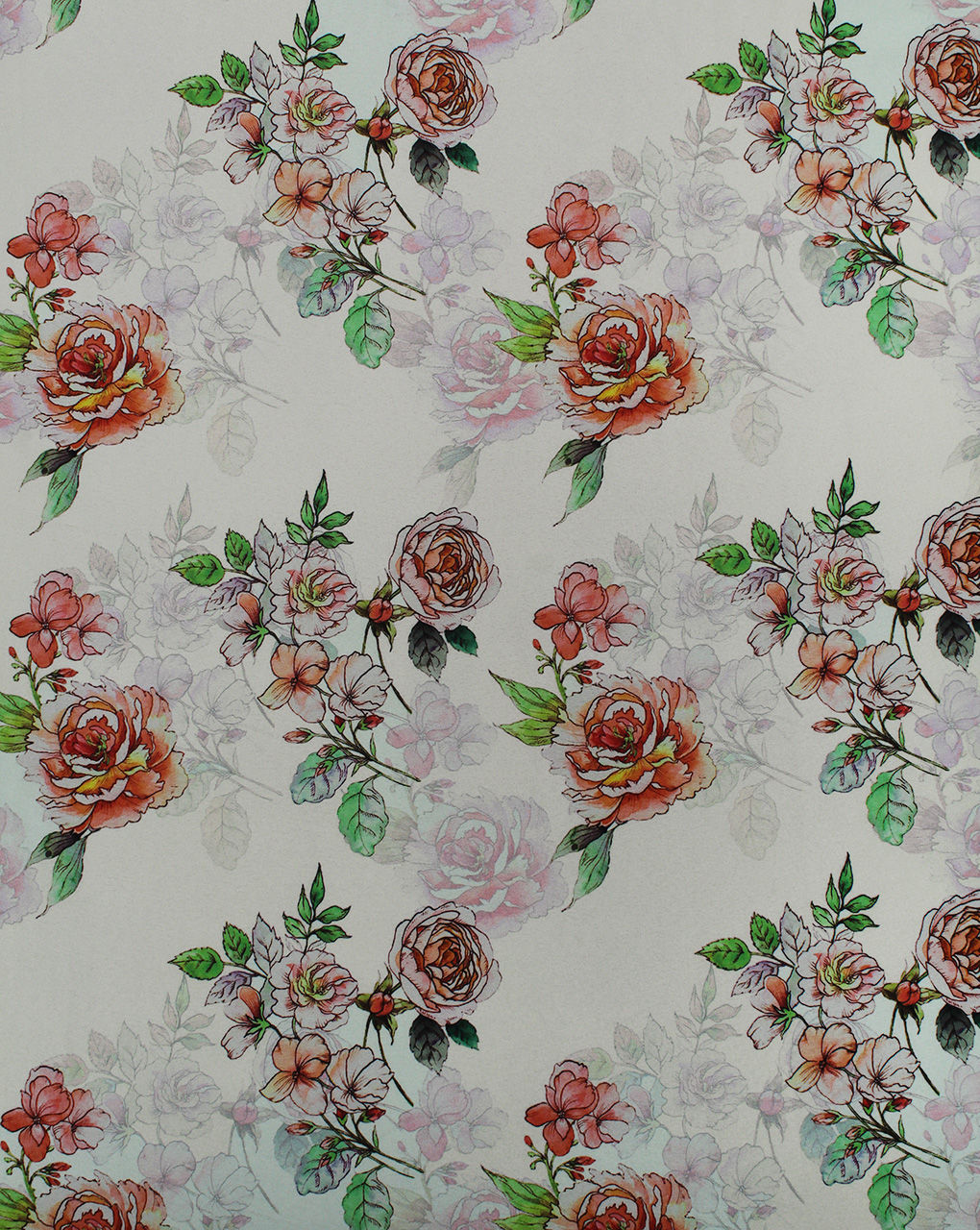Multicolor Floral Design Polyester Digital Printed Satin Fabric