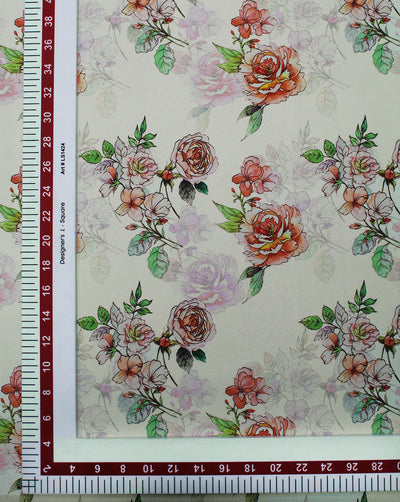 Multicolor Floral Design Polyester Digital Printed Satin Fabric