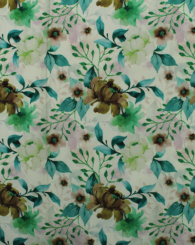 Multicolor Floral Design Polyester Digital Printed Satin Fabric