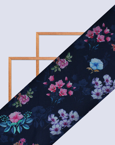 Multicolor Floral Design Polyester Digital Printed Satin Fabric