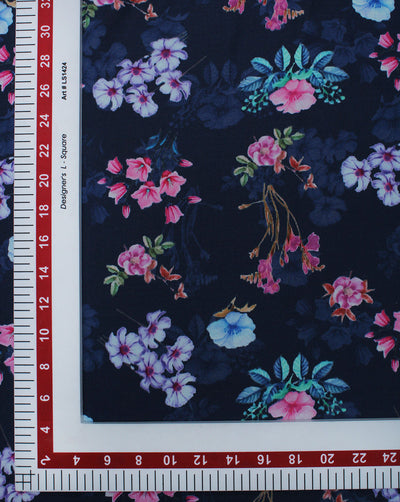 Multicolor Floral Design Polyester Digital Printed Satin Fabric