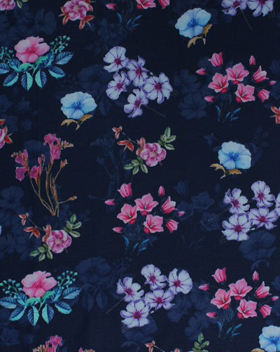 Multicolor Floral Design Polyester Digital Printed Satin Fabric