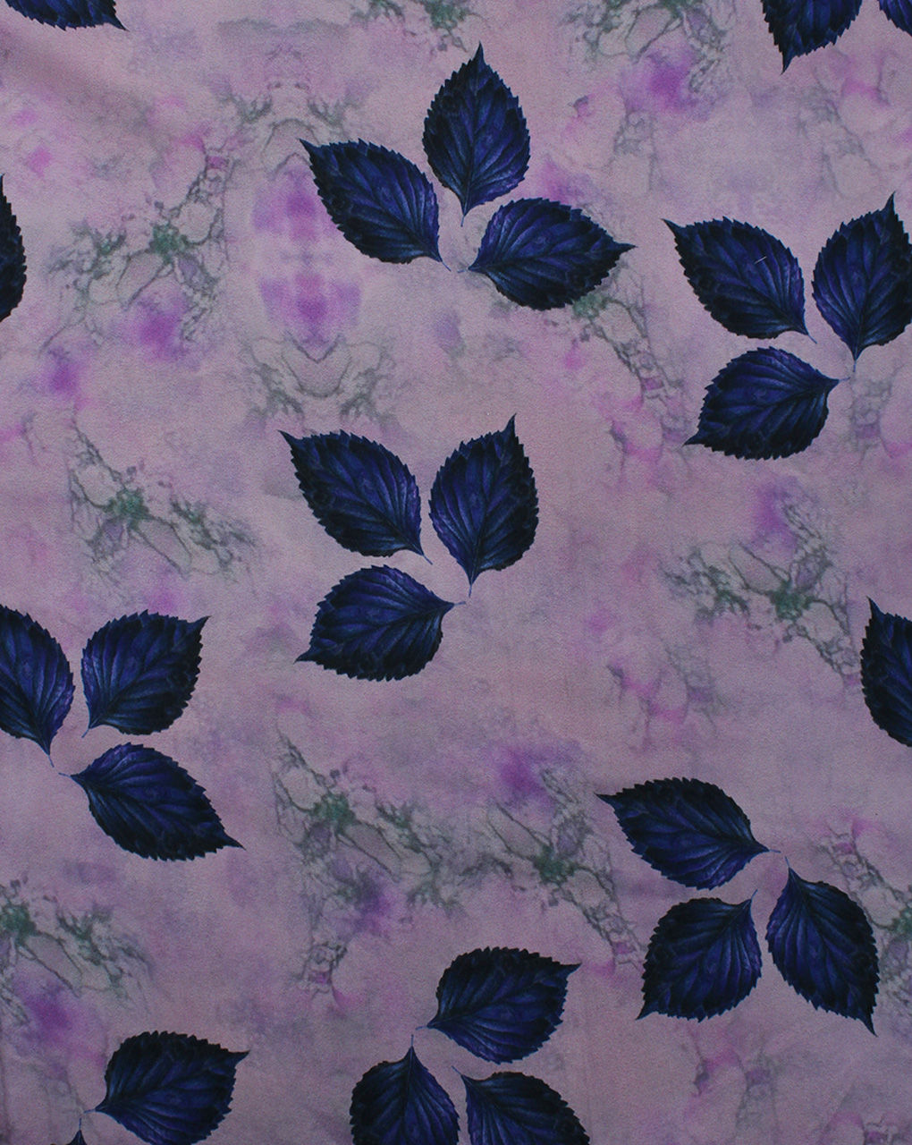 Multicolor Leaf Design Polyester Digital Printed Satin Fabric